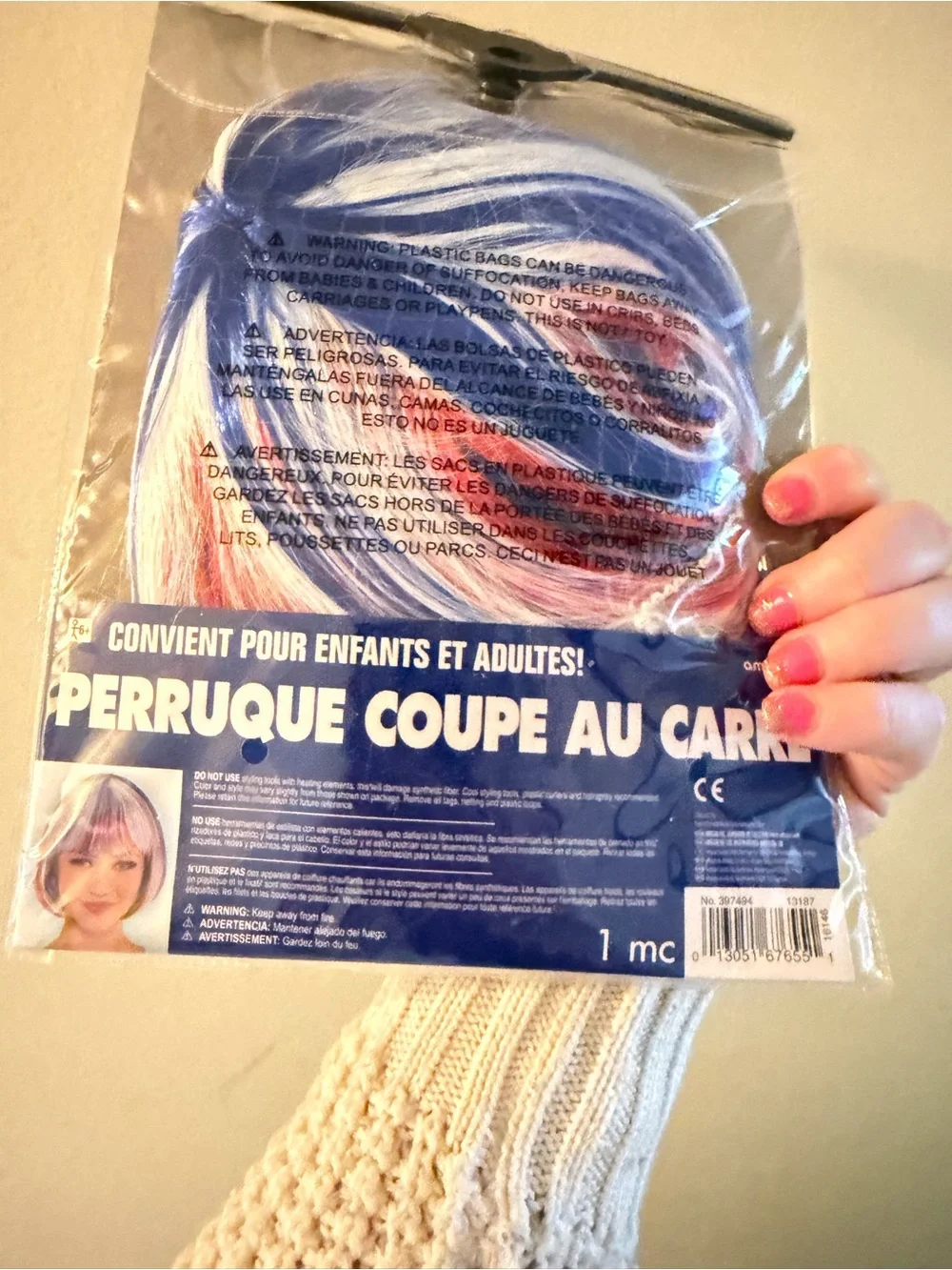 Bob Wig Kids and Adults Costume Wig in red, white, and blue! American 🇺🇸